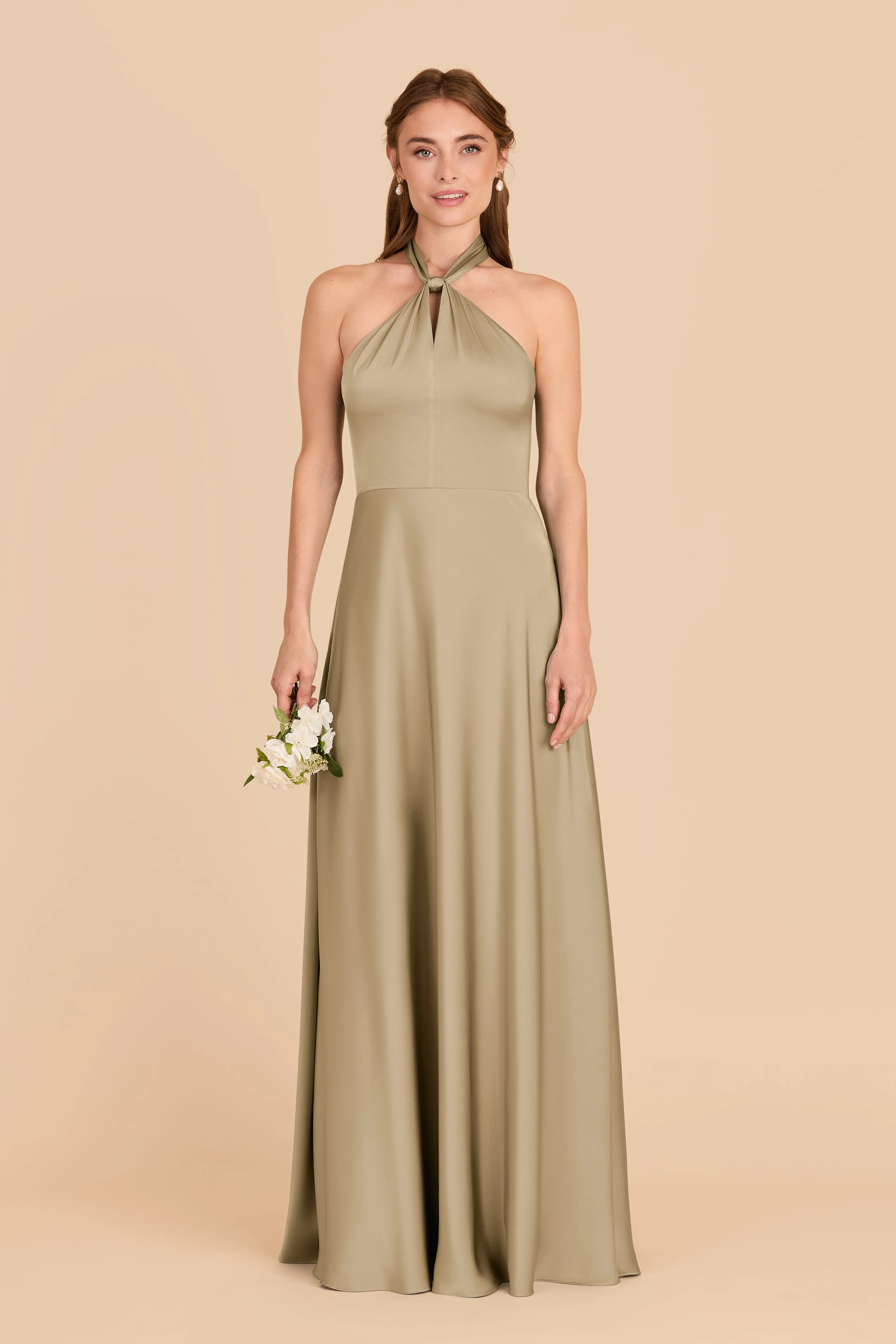Monica Matte Satin Dress - Moss Green sold by Birdy Grey