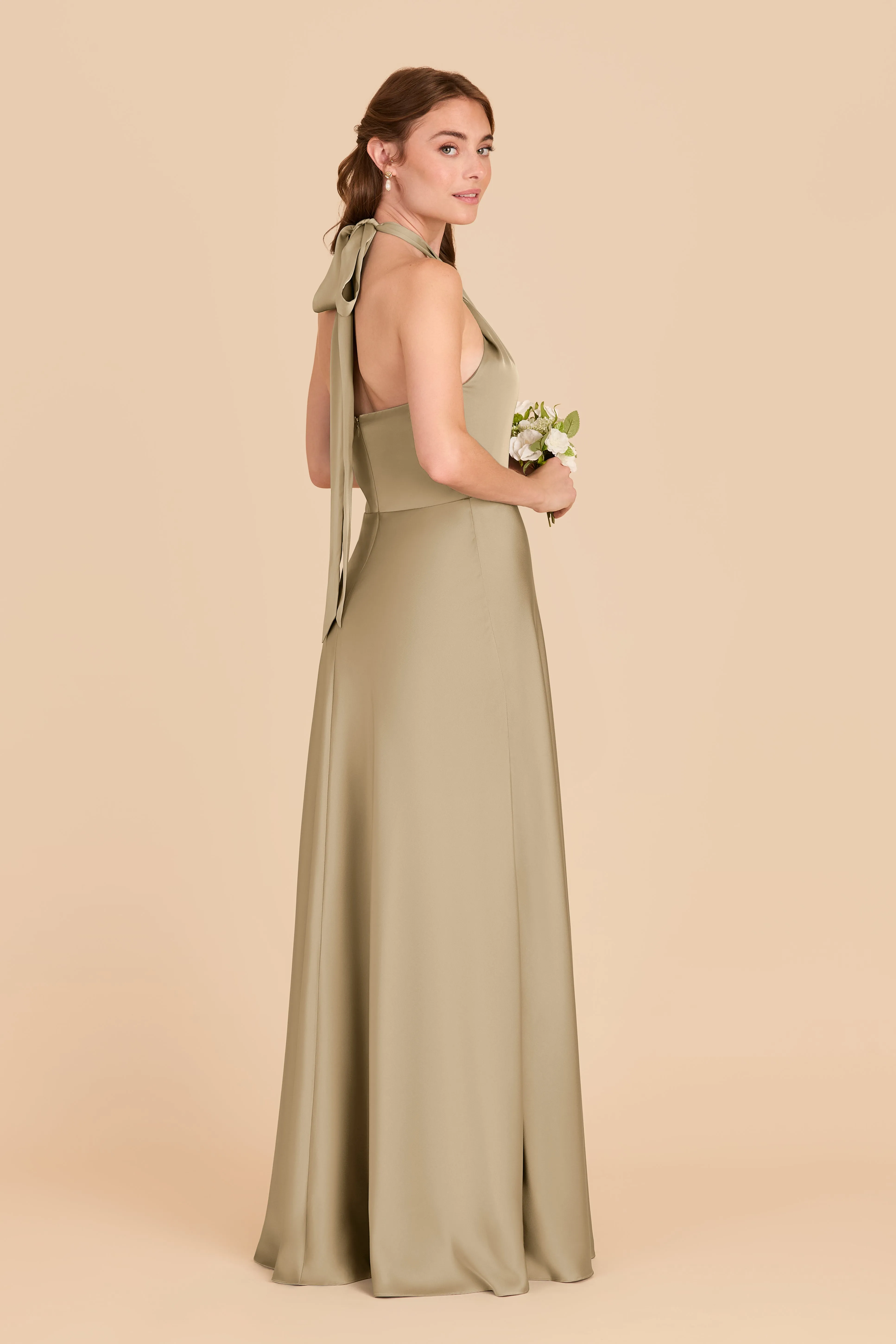 Monica Matte Satin Dress - Moss Green sold by Birdy Grey product image thumbnail 4