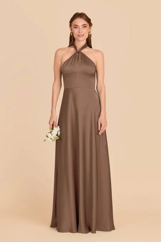 Monica Matte Satin Dress - Mocha sold by Birdy Grey