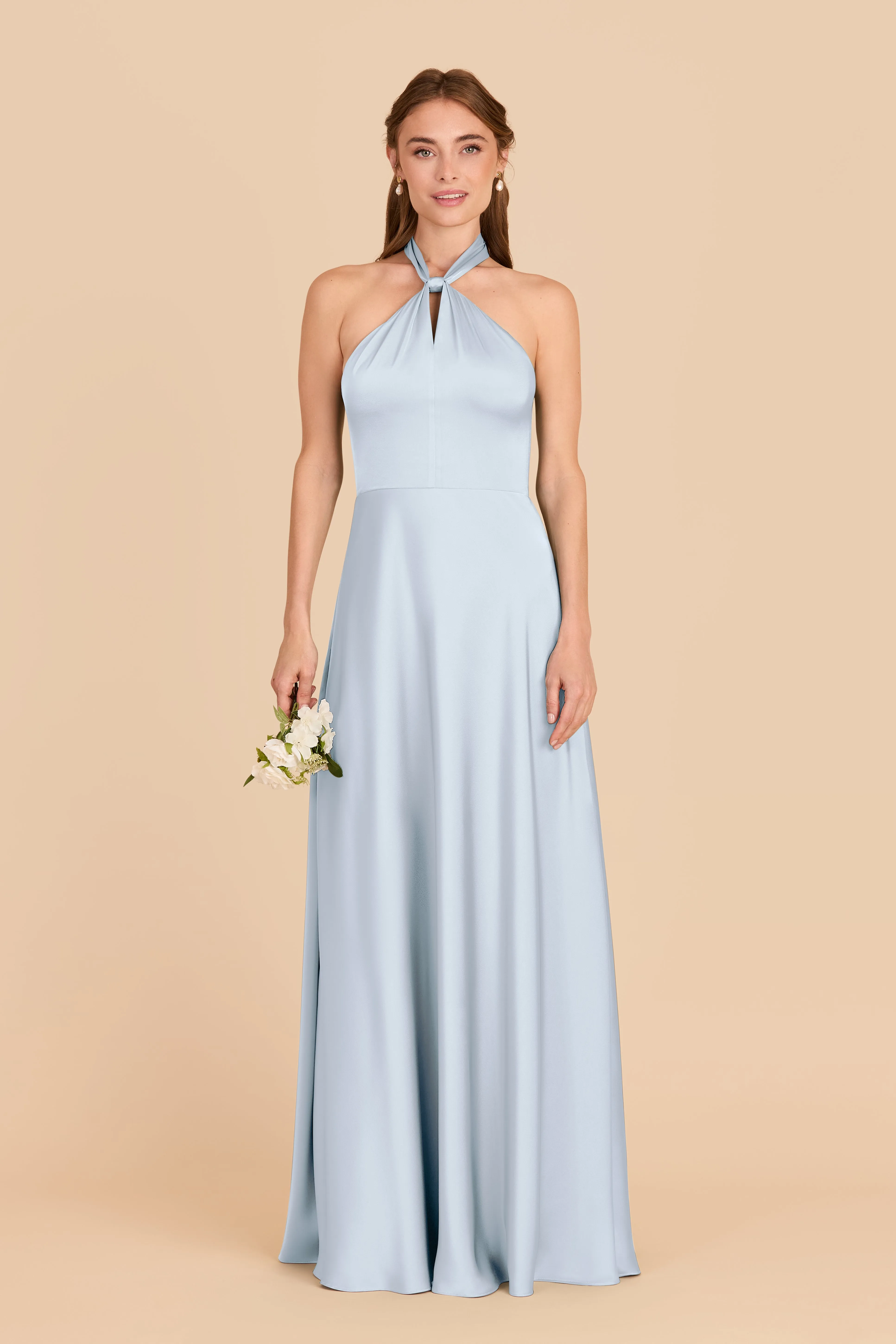 Monica Matte Satin Dress - Mist Blue sold by Birdy Grey