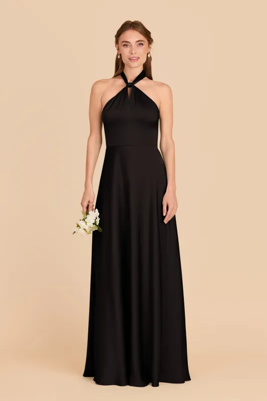 Monica Matte Satin Dress - Black sold by Birdy Grey