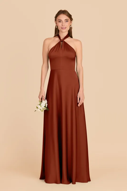 Monica Matte Satin Dress - Auburn sold by Birdy Grey