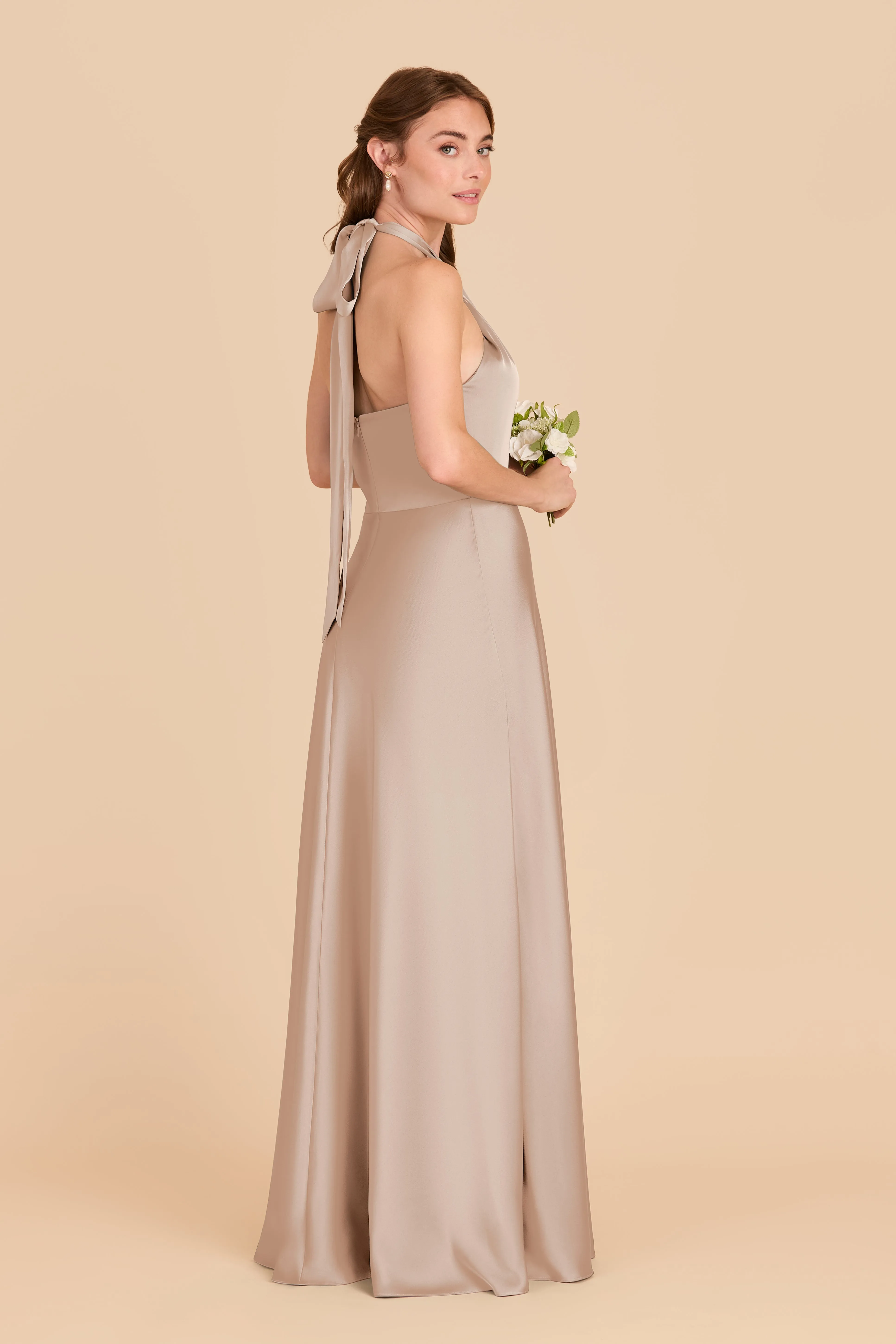 Monica Matte Satin Dress - Taupe sold by Birdy Grey product image thumbnail 4