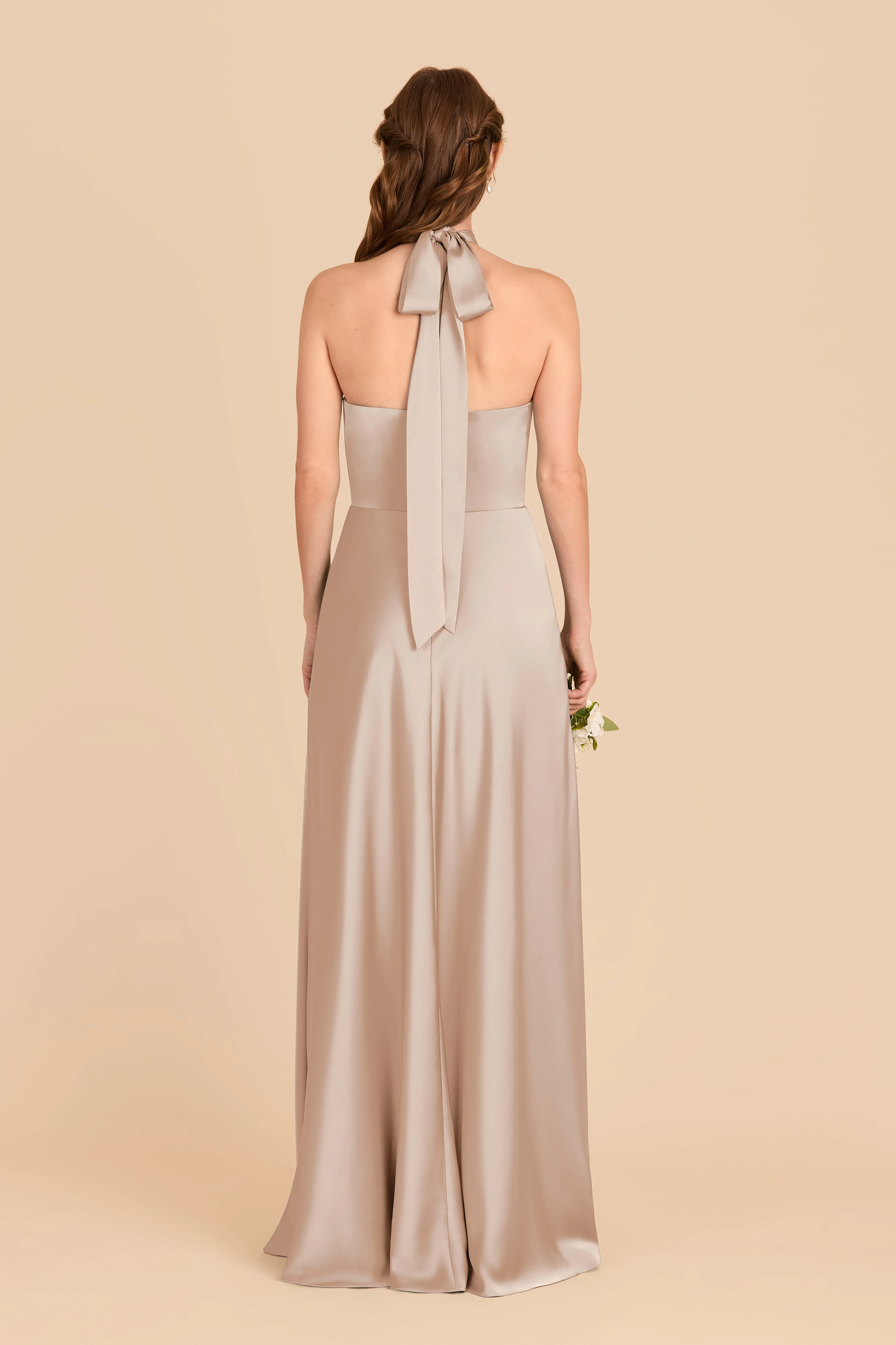 Monica Matte Satin Dress - Taupe sold by Birdy Grey product image thumbnail 5
