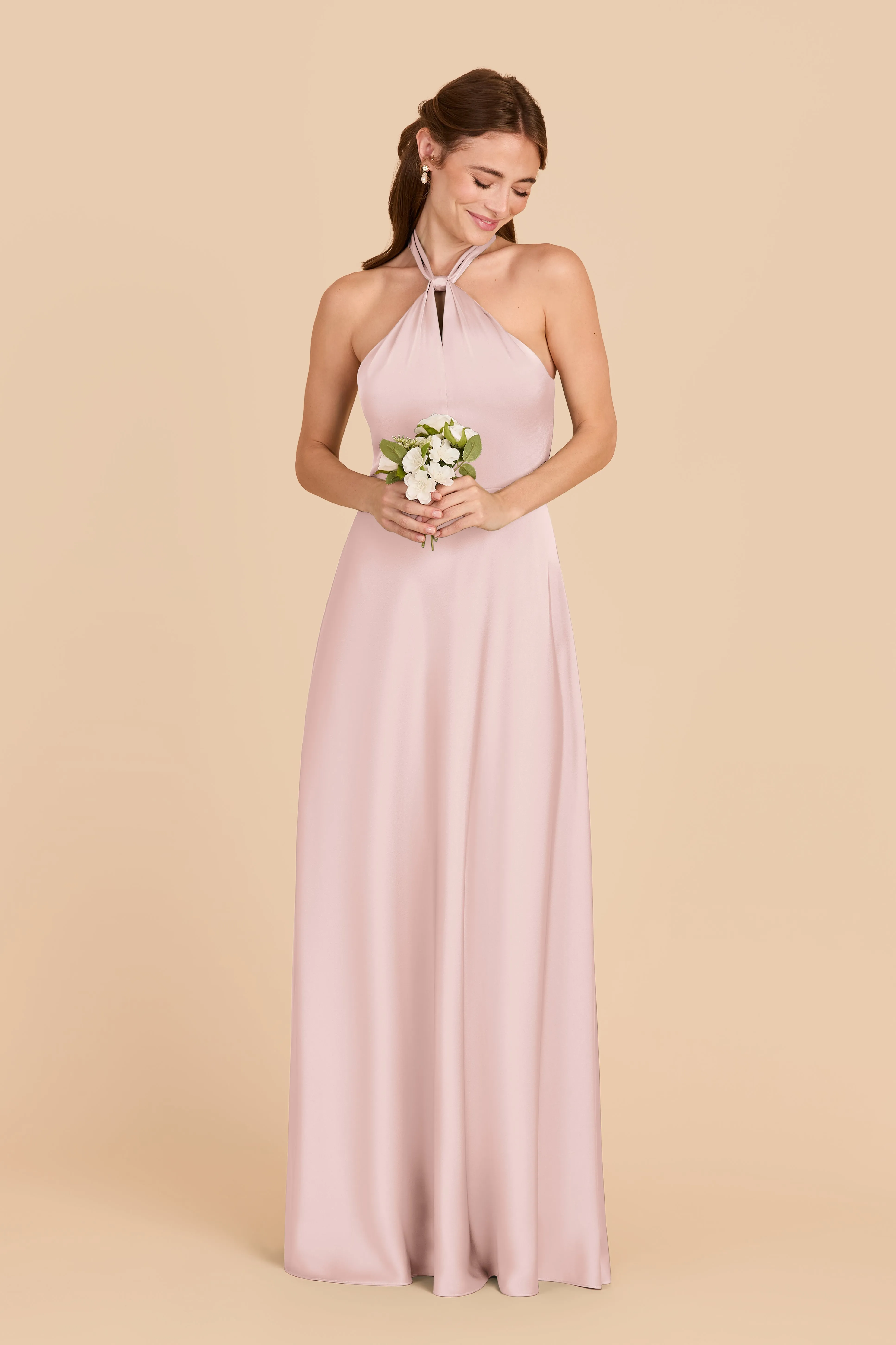 Monica Matte Satin Dress - Pale Blush sold by Birdy Grey product image thumbnail 3