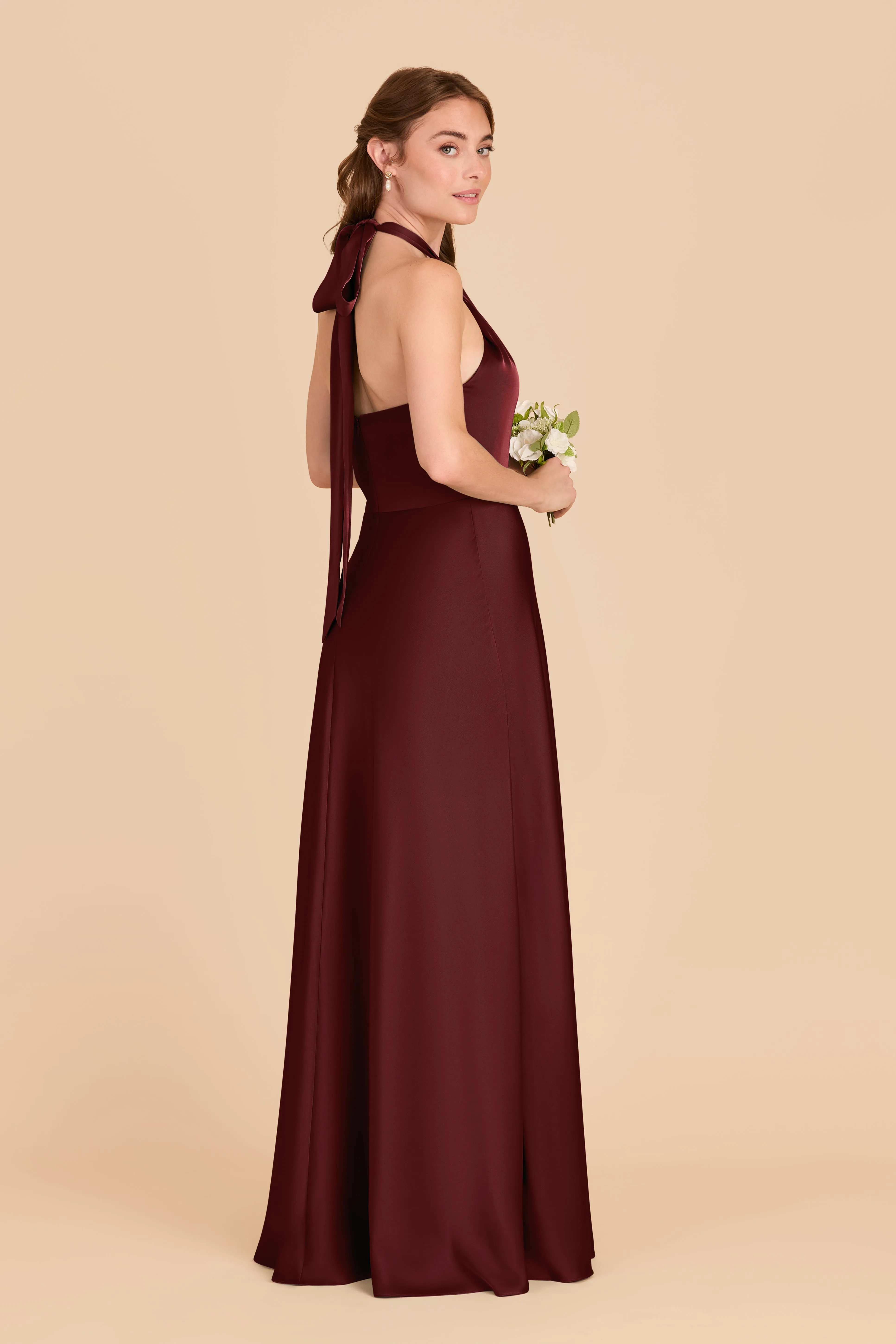 Monica Matte Satin Dress - Cabernet sold by Birdy Grey product image thumbnail 4