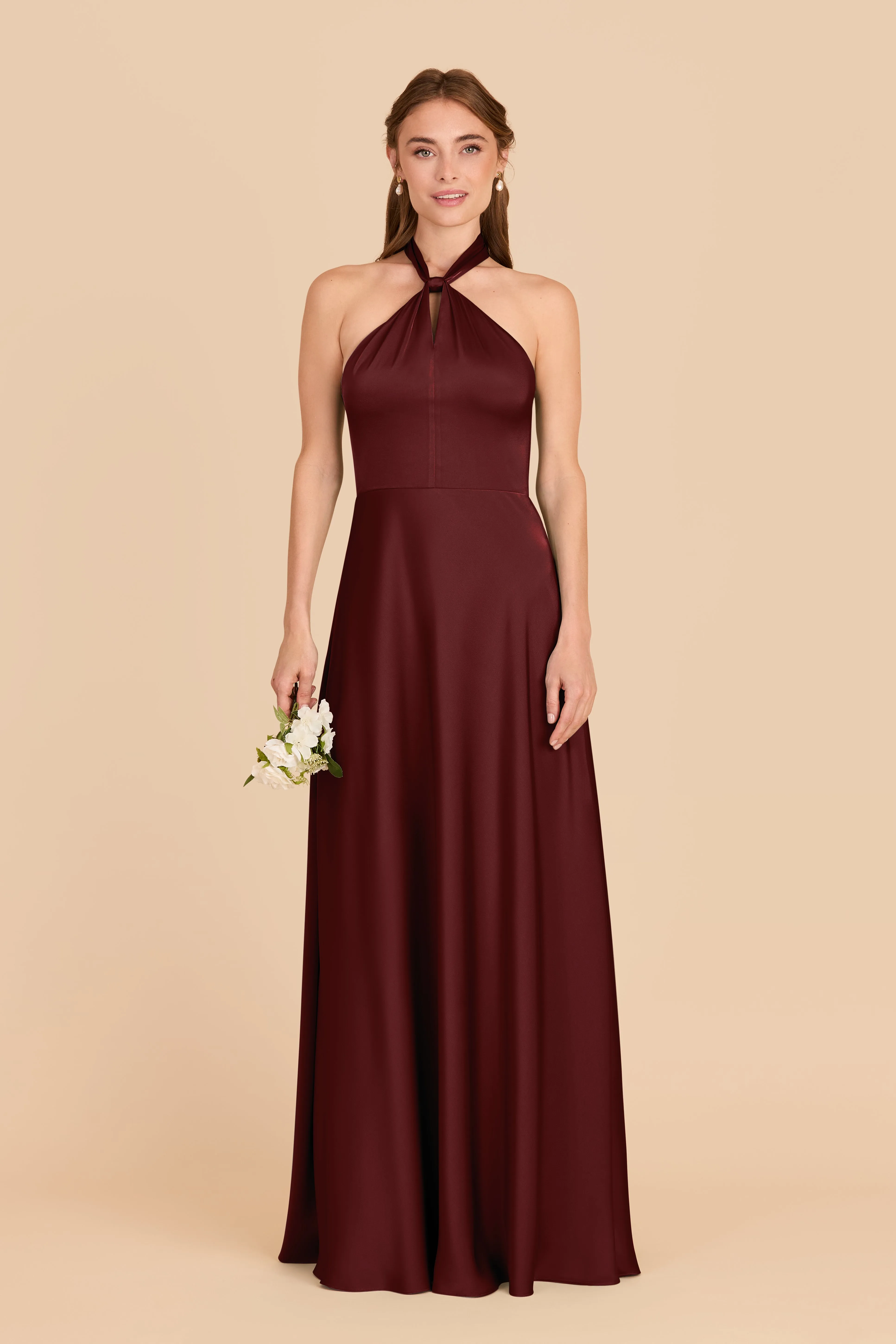 Monica Matte Satin Dress - Cabernet sold by Birdy Grey