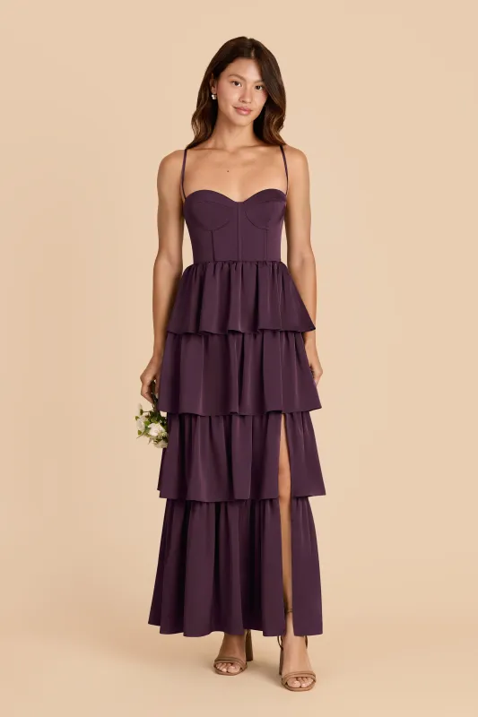 Lola Matte Satin Dress - Plum sold by Birdy Grey