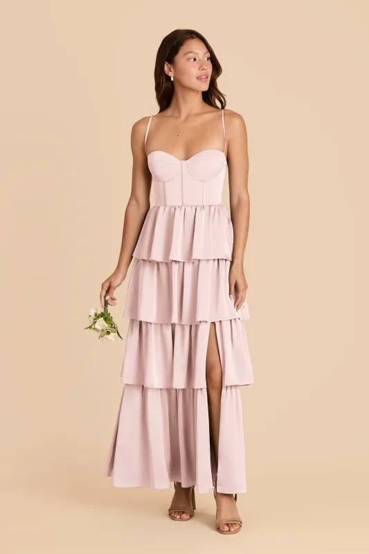 Lola Matte Satin Dress - Pale Blush sold by Birdy Grey