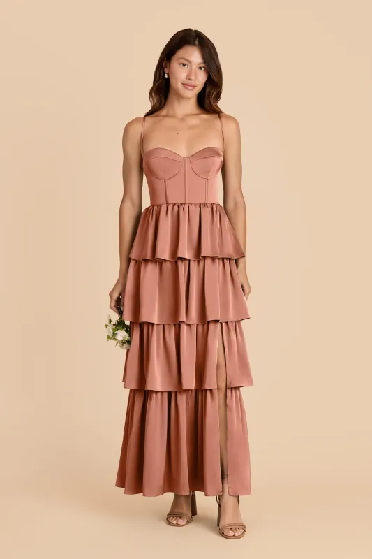 Lola Matte Satin Dress - Desert Rose sold by Birdy Grey