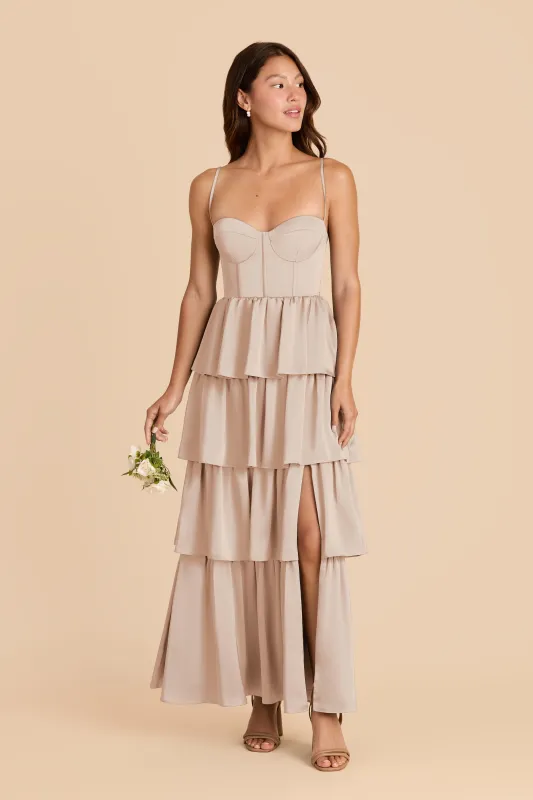 Lola Matte Satin Dress - Taupe sold by Birdy Grey