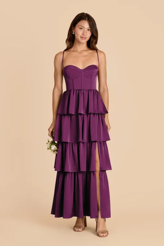 Lola Matte Satin Dress - Fig sold by Birdy Grey