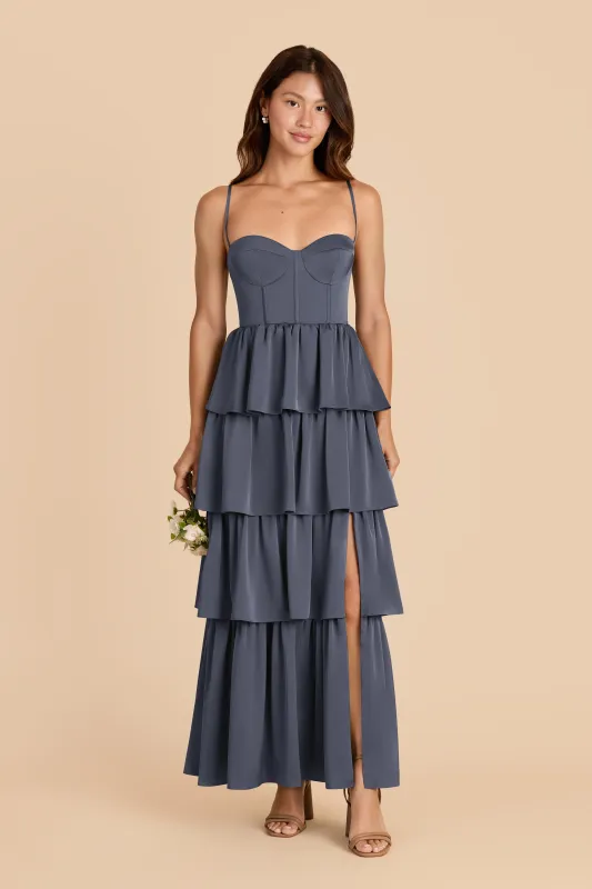 Lola Matte Satin Dress - Dusk Blue sold by Birdy Grey
