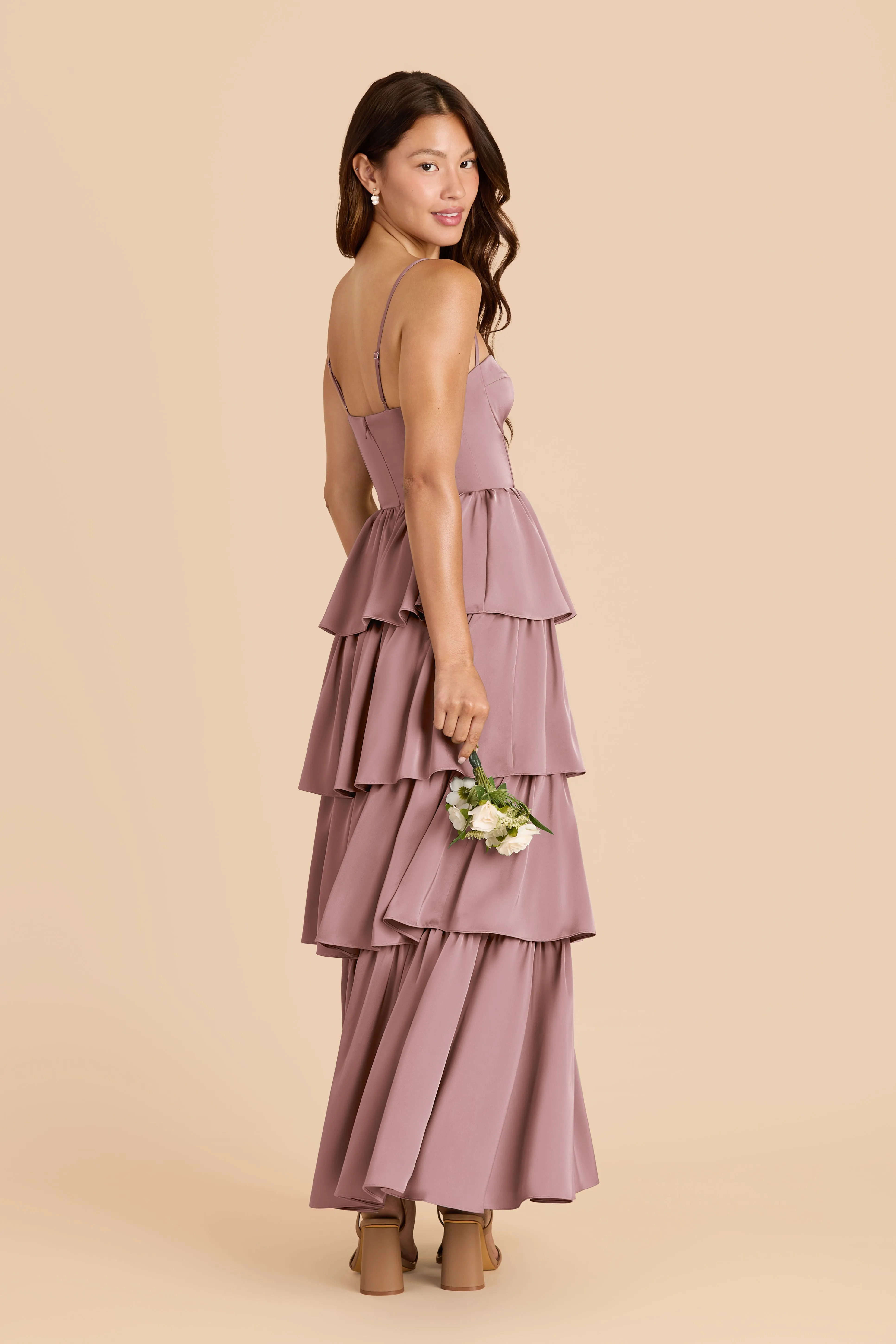 Lola Matte Satin Dress - Dark Mauve sold by Birdy Grey product image thumbnail 3