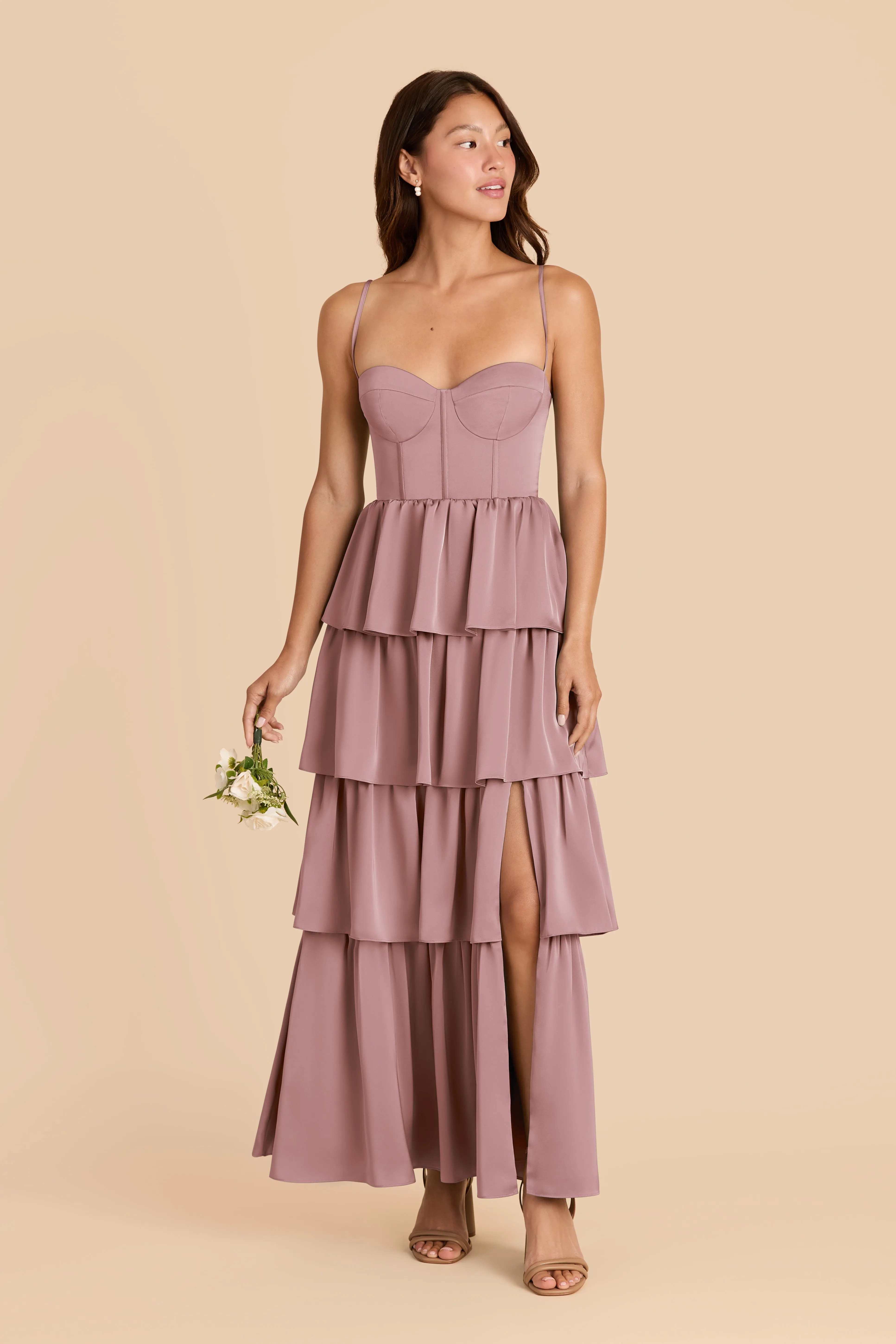 Lola Matte Satin Dress - Dark Mauve sold by Birdy Grey product image thumbnail 2