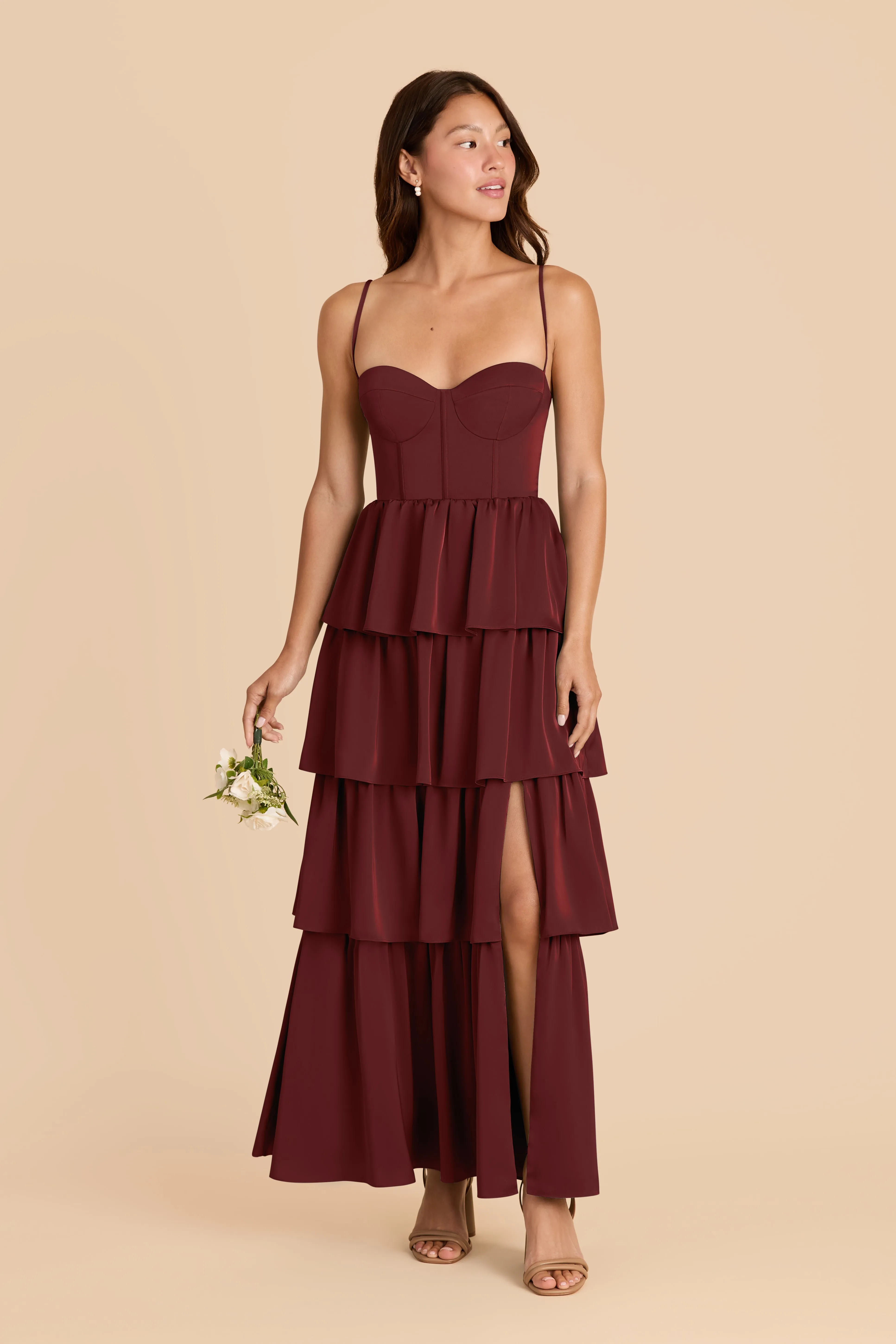 Lola Matte Satin Dress - Cabernet sold by Birdy Grey product image thumbnail 2
