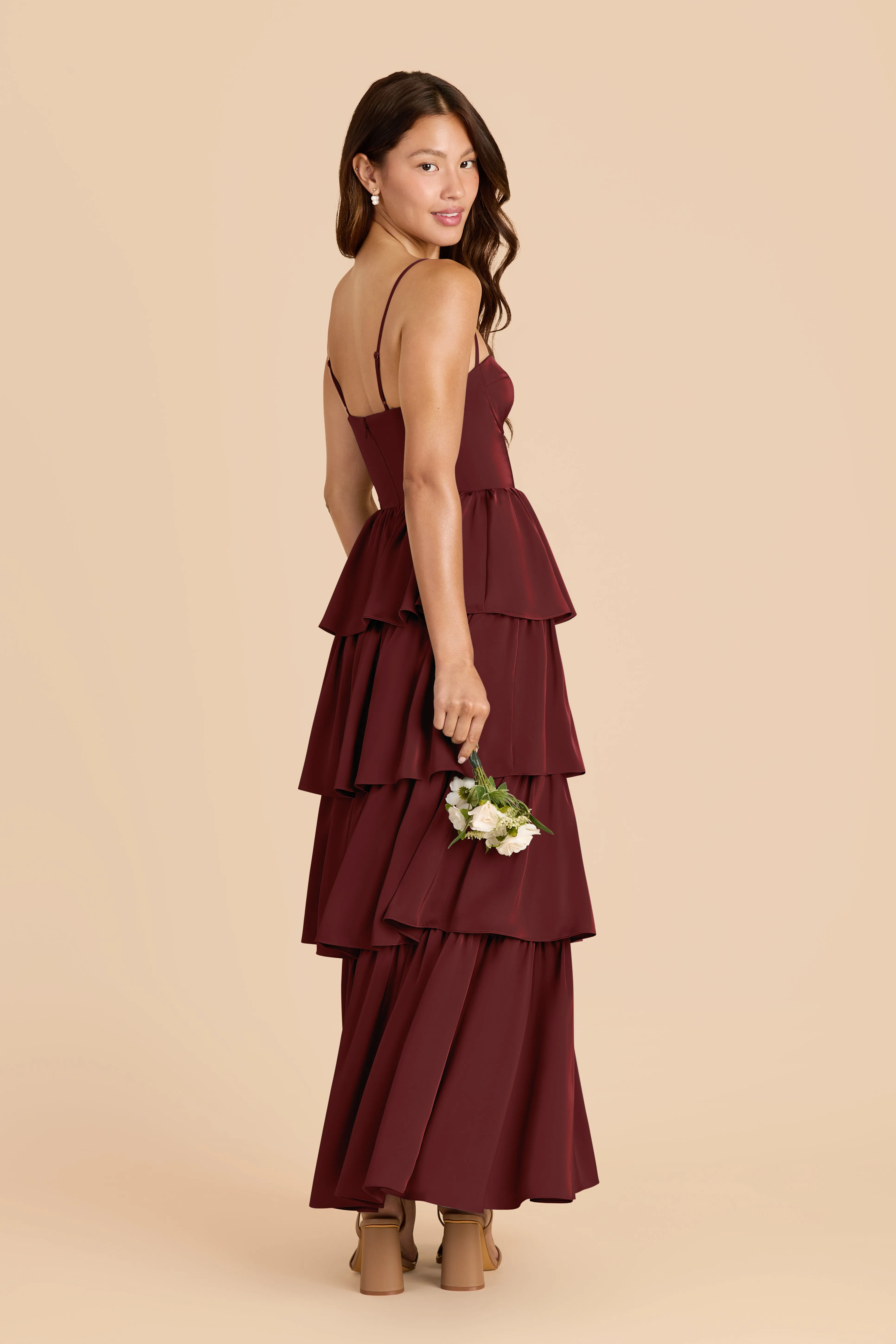 Lola Matte Satin Dress - Cabernet sold by Birdy Grey product image thumbnail 3