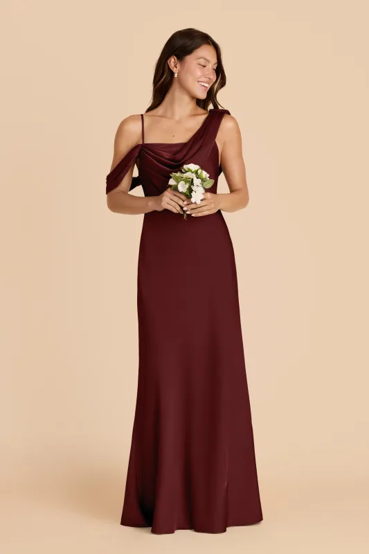 Freya Matte Satin Dress - Cabernet sold by Birdy Grey