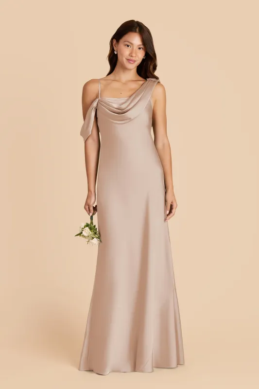 Freya Matte Satin Dress - Taupe sold by Birdy Grey