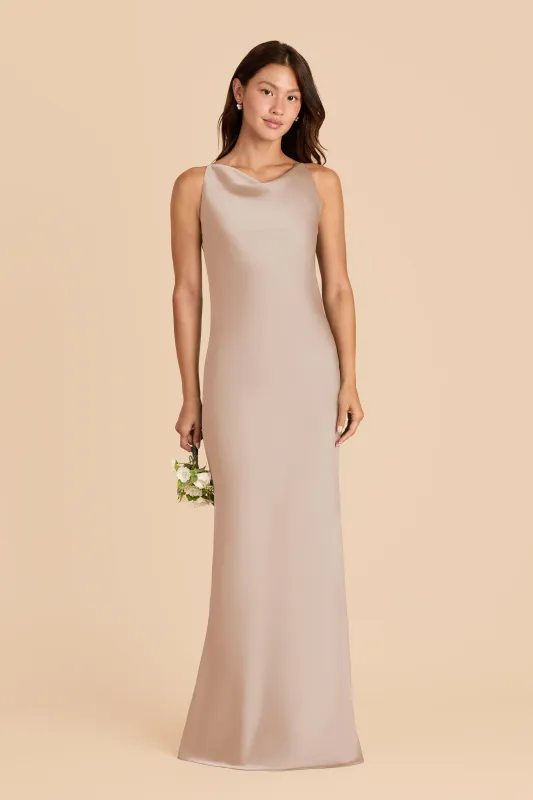Destiny Matte Satin Dress - Taupe sold by Birdy Grey