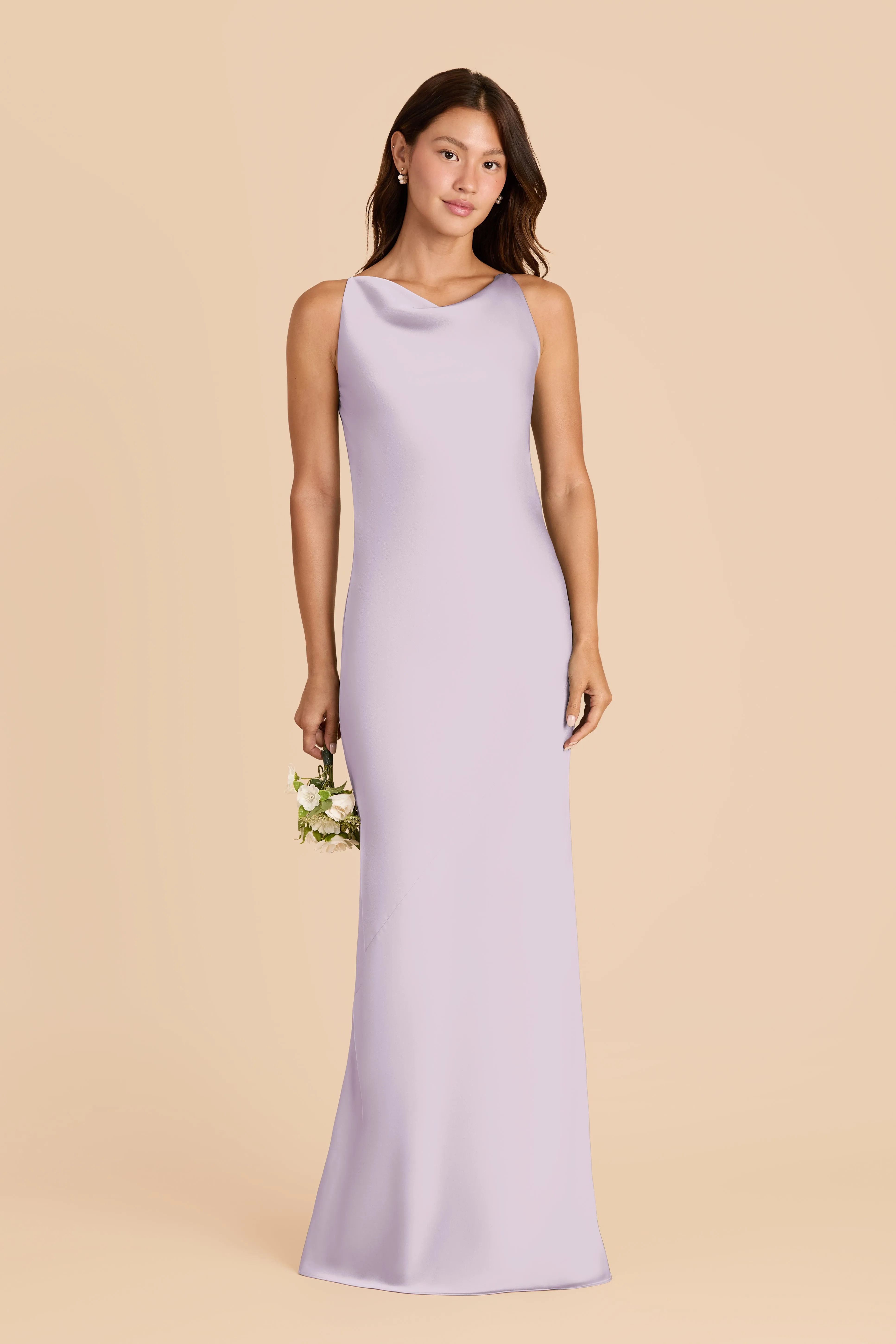 Destiny Matte Satin Dress - Dusty Lilac sold by Birdy Grey