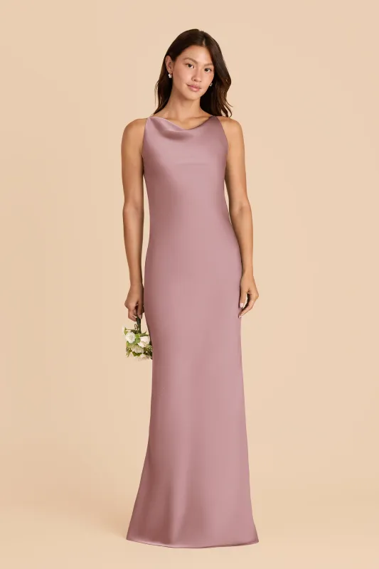 Destiny Matte Satin Dress - Dark Mauve sold by Birdy Grey