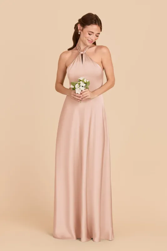 Monica Matte Satin Dress - Rose Gold sold by Birdy Grey