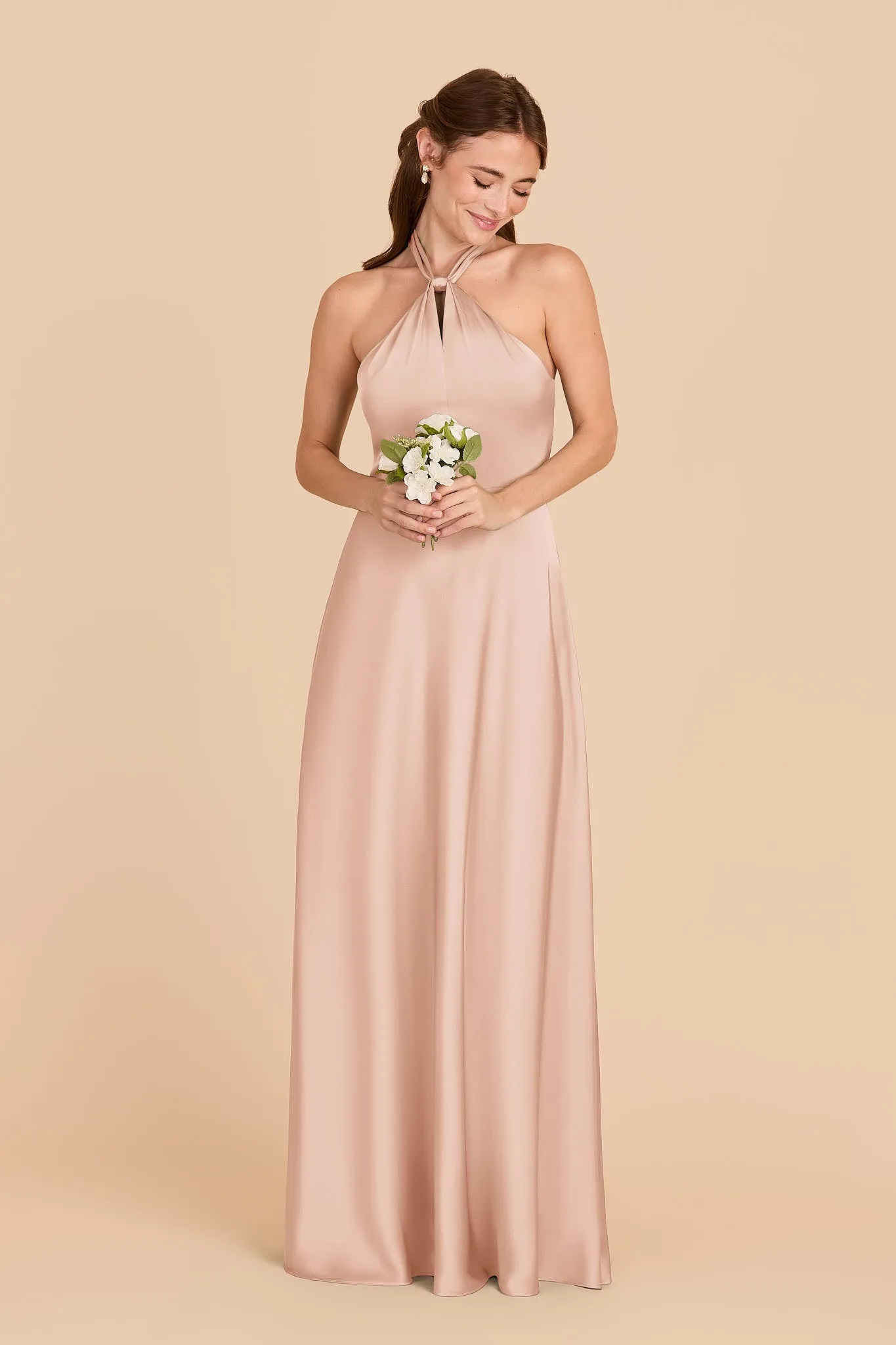 Monica Matte Satin Dress - Rose Gold sold by Birdy Grey