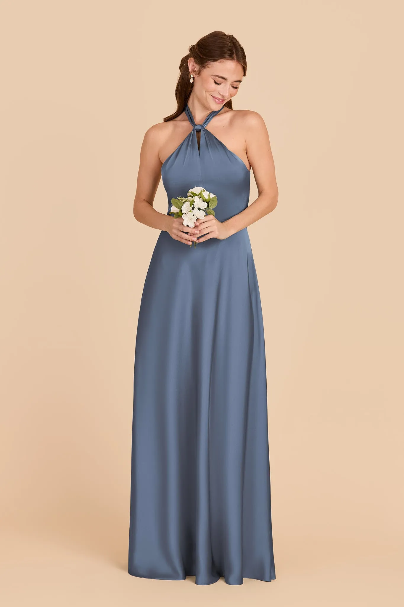 Monica Matte Satin Dress - French Blue sold by Birdy Grey