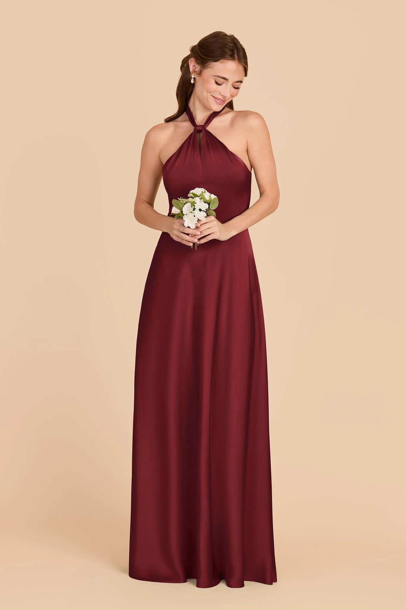 Monica Matte Satin Dress - Burgundy sold by Birdy Grey