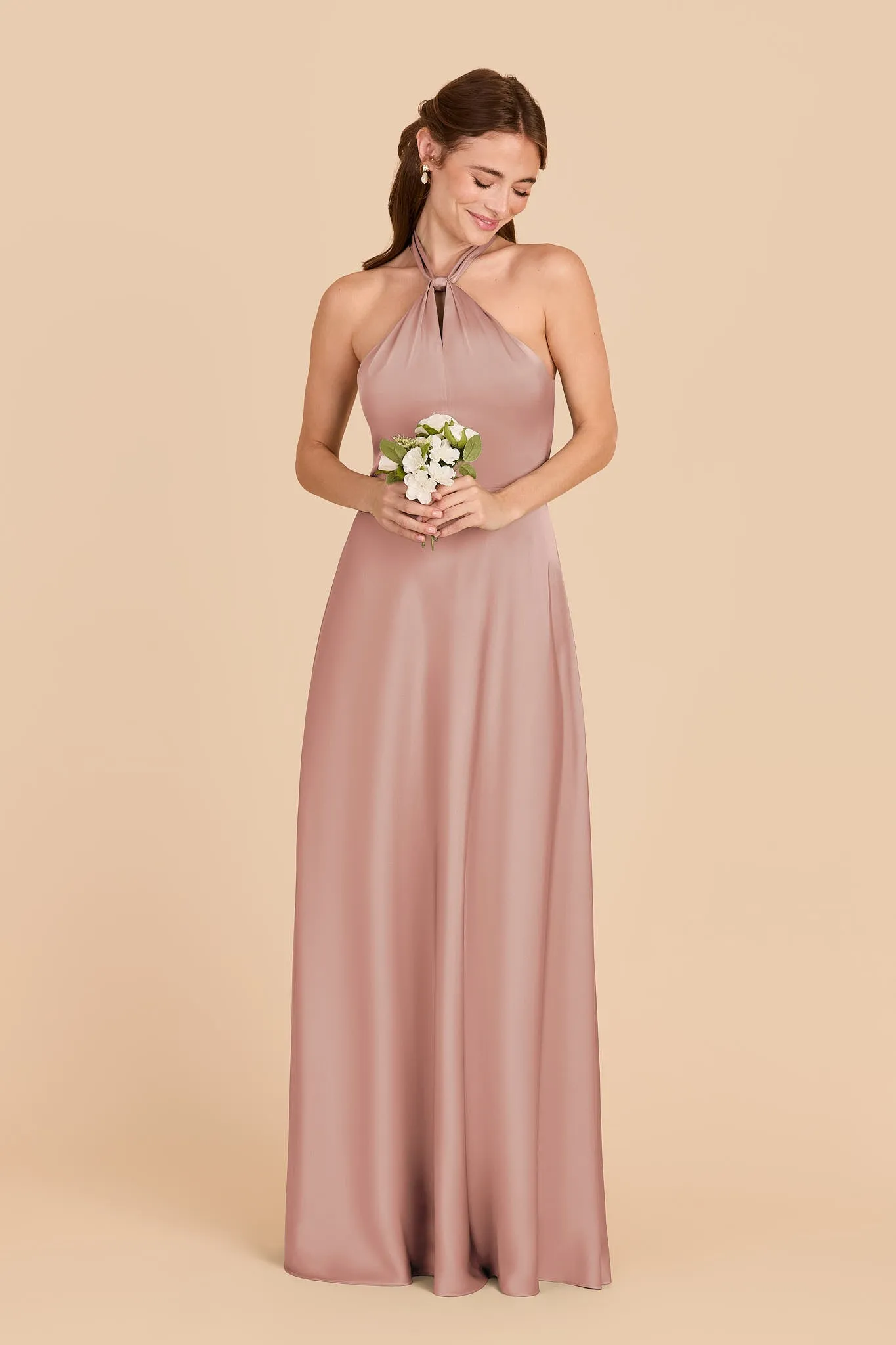 Monica Matte Satin Dress - English Rose sold by Birdy Grey