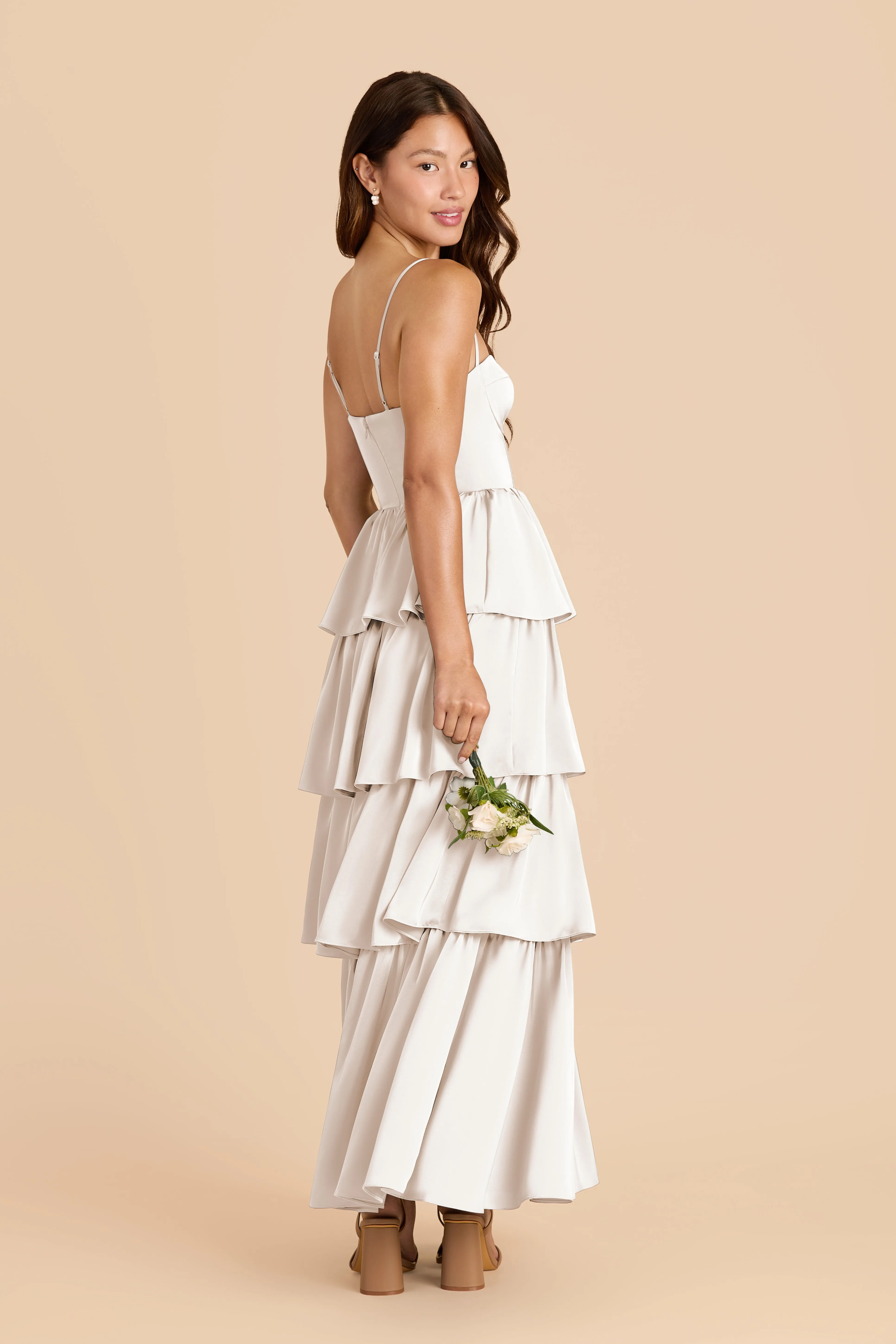 Lola Matte Satin Dress - White sold by Birdy Grey product image thumbnail 3