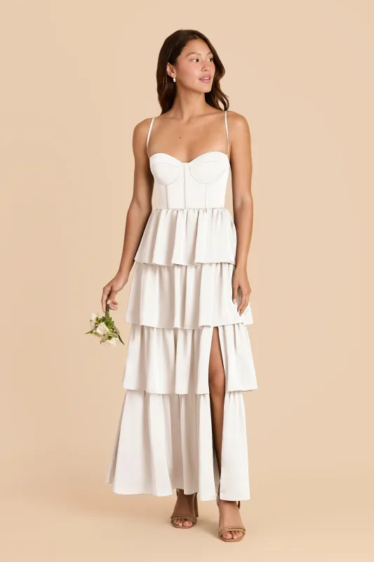 Lola Matte Satin Dress - White sold by Birdy Grey