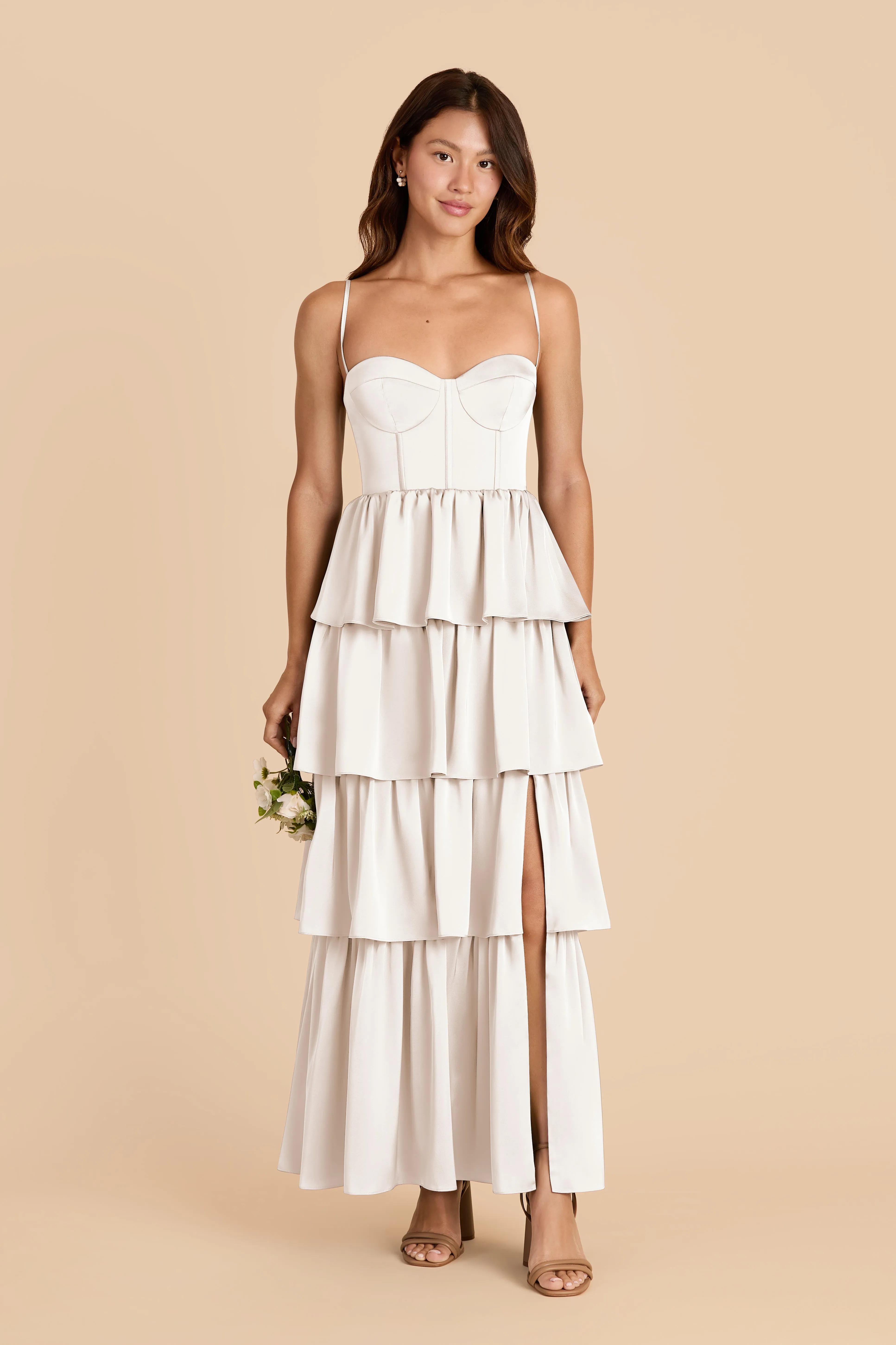Lola Matte Satin Dress - White sold by Birdy Grey product image thumbnail 2