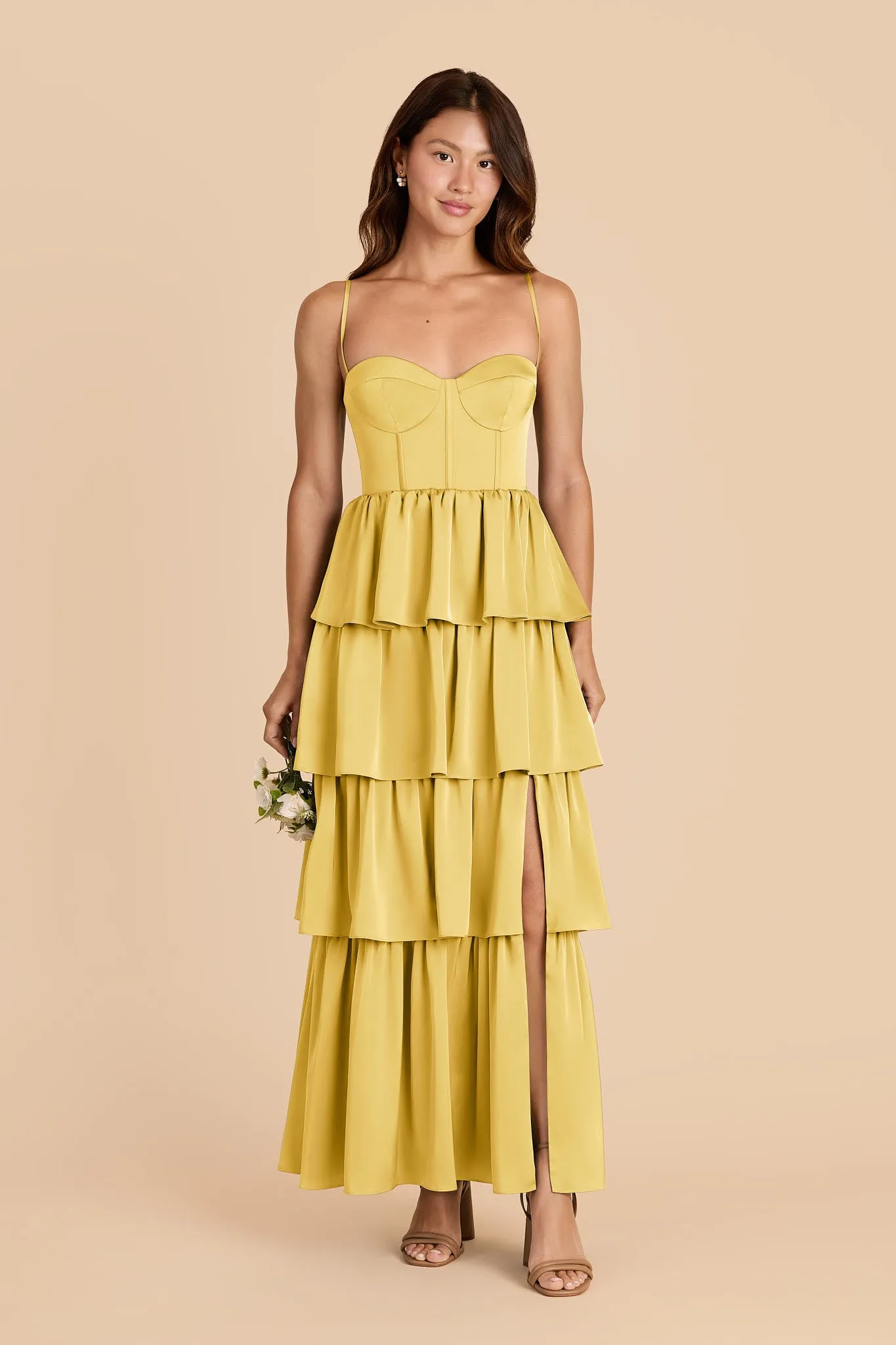 Lola Matte Satin Dress - Sunflower Yellow sold by Birdy Grey