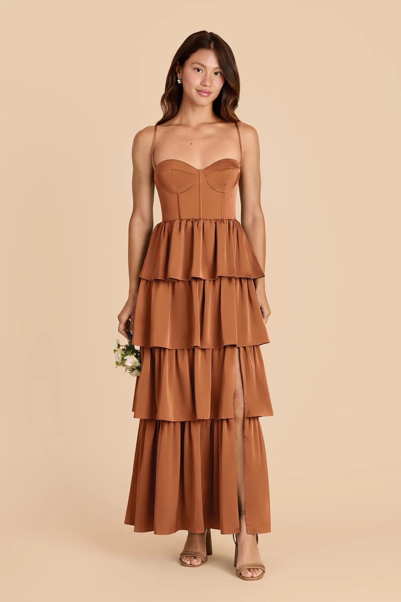 Lola Matte Satin Dress - Rust sold by Birdy Grey
