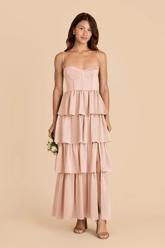 Lola Matte Satin Dress - Rose Gold sold by Birdy Grey