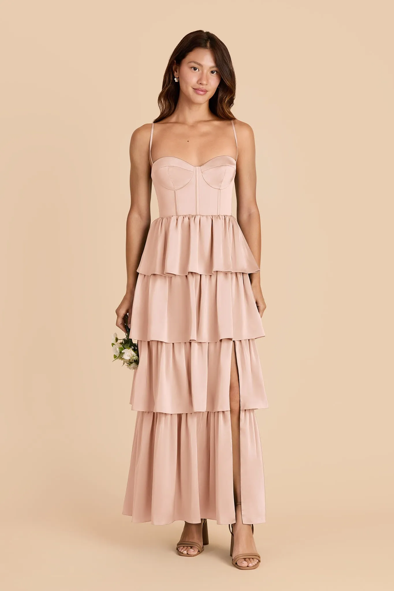 Lola Matte Satin Dress - Rose Gold sold by Birdy Grey