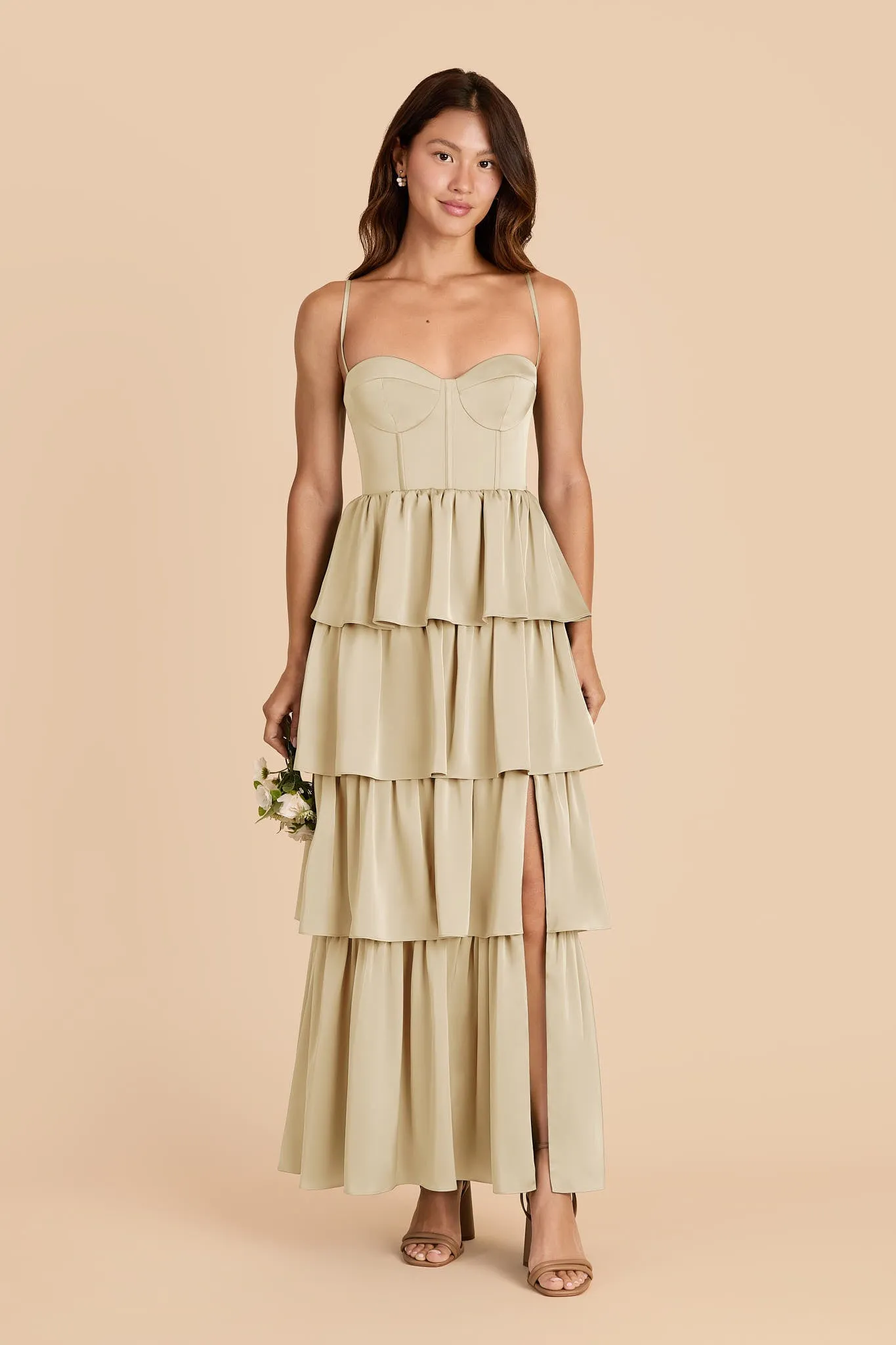 Lola Matte Satin Dress - Prosecco sold by Birdy Grey product image thumbnail 2