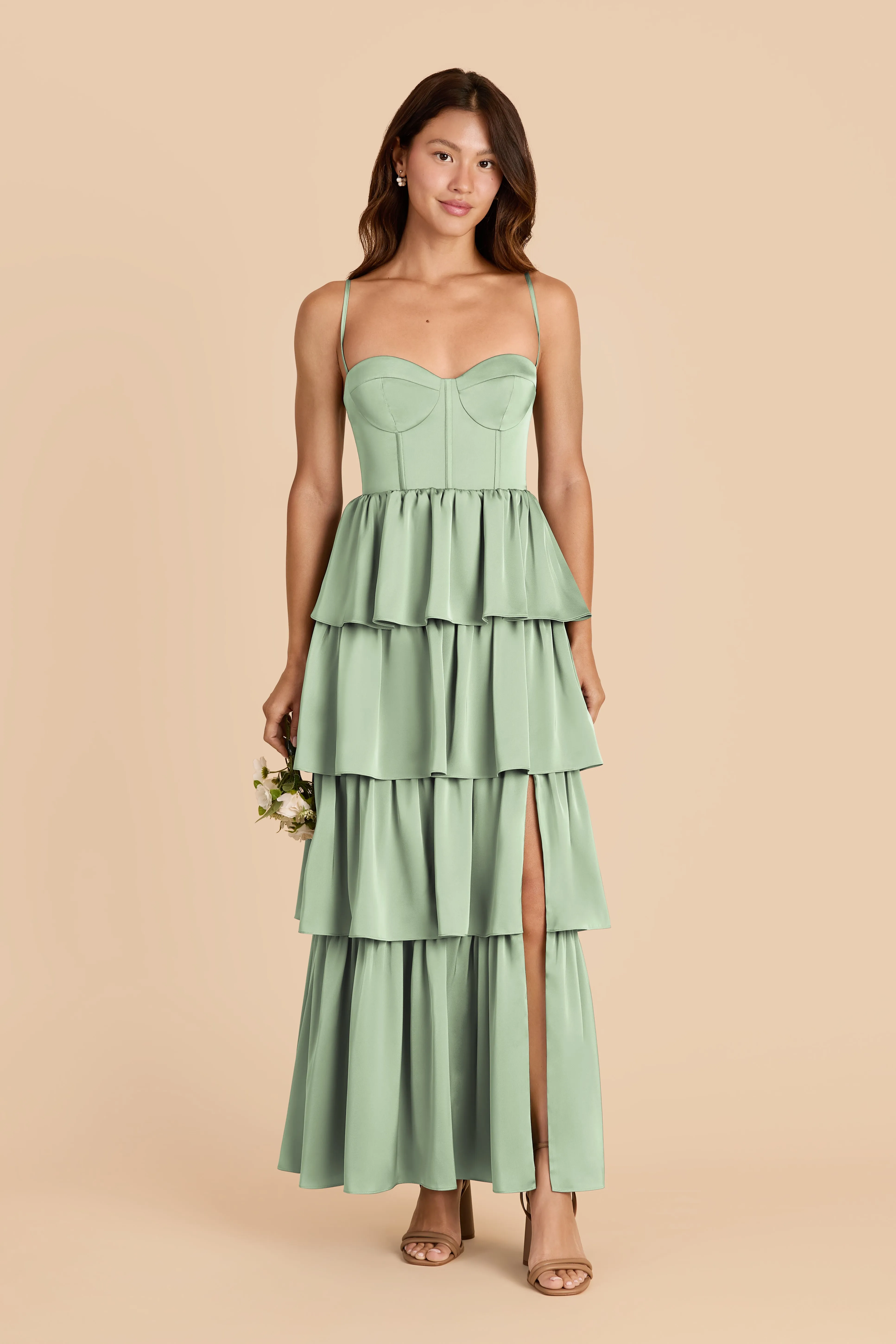 Lola Matte Satin Dress - Pistachio sold by Birdy Grey product image thumbnail 2