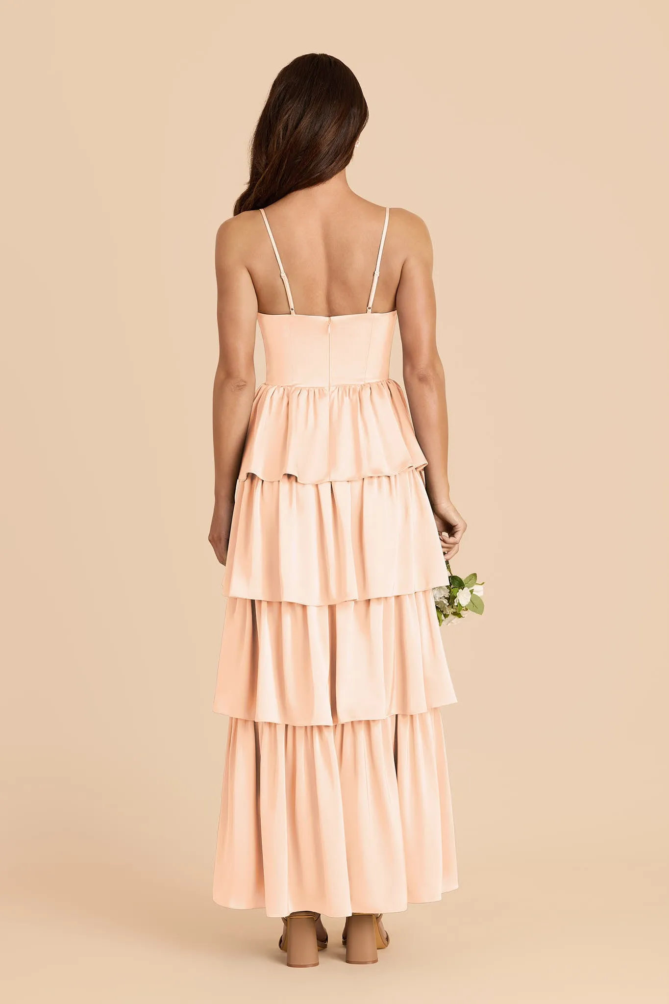 Lola Matte Satin Dress - Peach Cream sold by Birdy Grey product image thumbnail 4