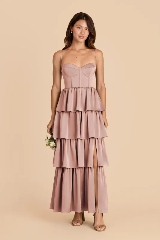 Lola Matte Satin Dress - English Rose sold by Birdy Grey