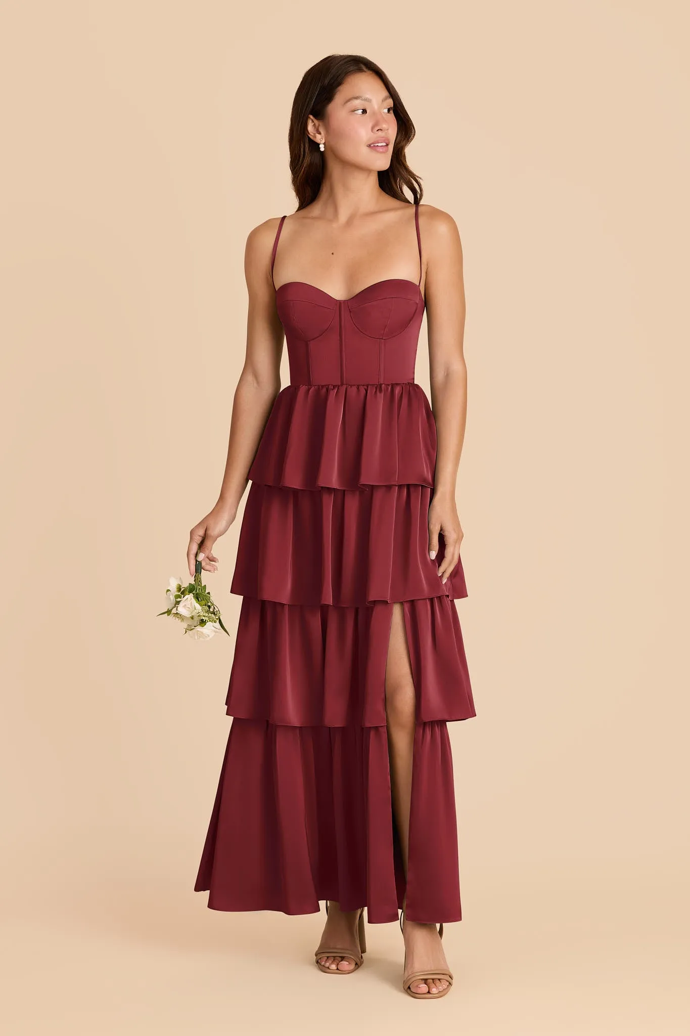 Lola Matte Satin Dress - Burgundy sold by Birdy Grey product image thumbnail 2