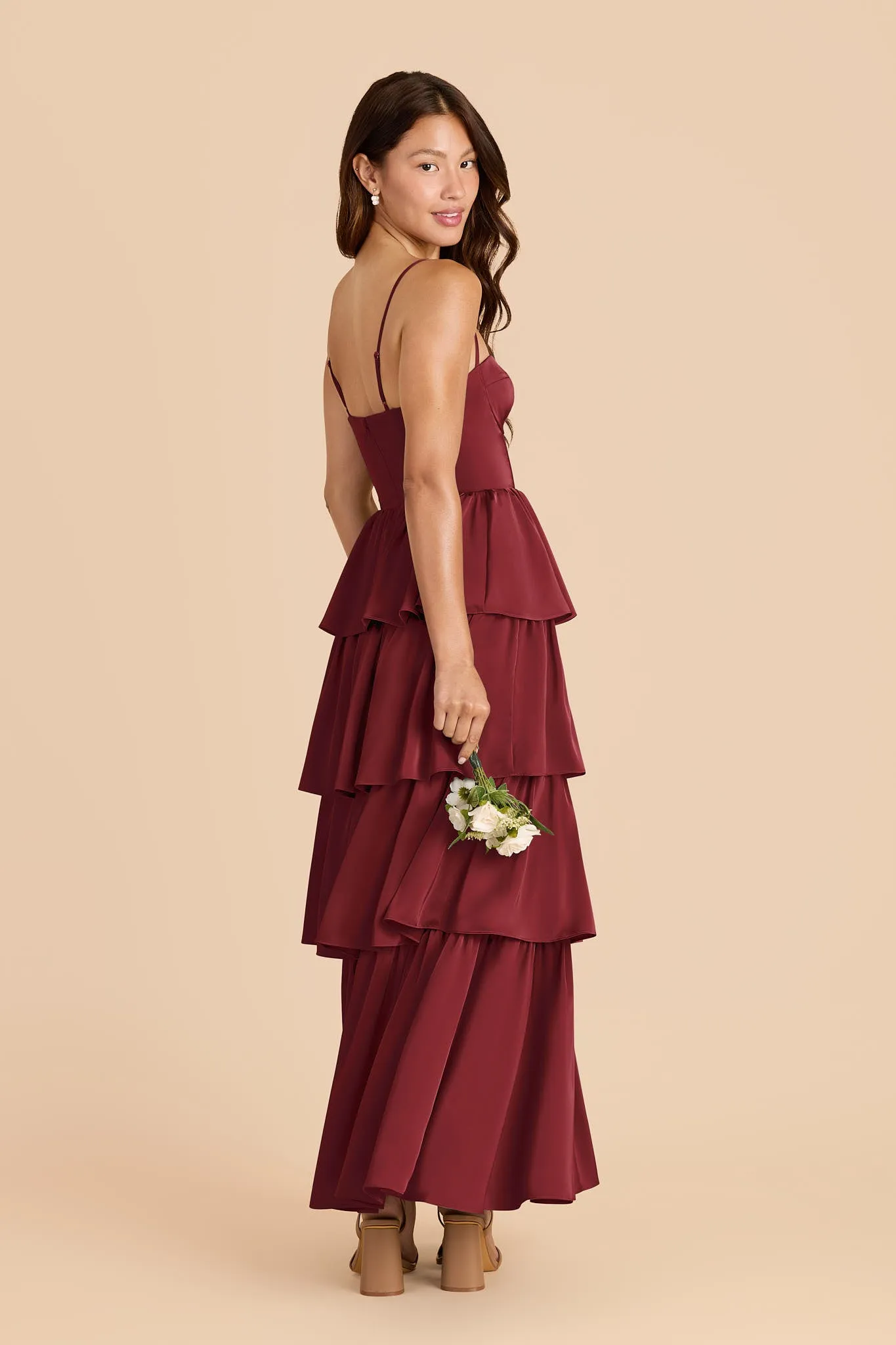 Lola Matte Satin Dress - Burgundy sold by Birdy Grey product image thumbnail 3