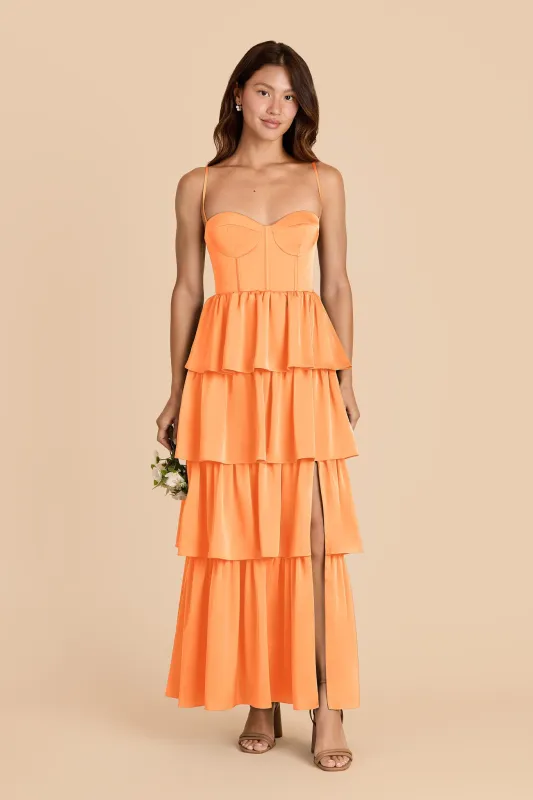 Lola Matte Satin Dress - Apricot sold by Birdy Grey