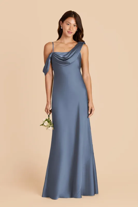Freya Matte Satin Dress - French Blue sold by Birdy Grey