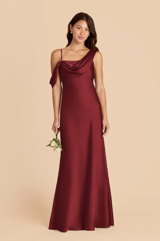 Freya Matte Satin Dress - Burgundy sold by Birdy Grey