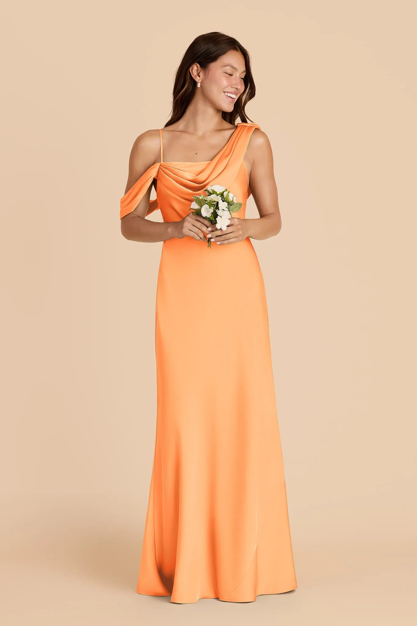 Freya Matte Satin Dress - Apricot sold by Birdy Grey product image thumbnail 2