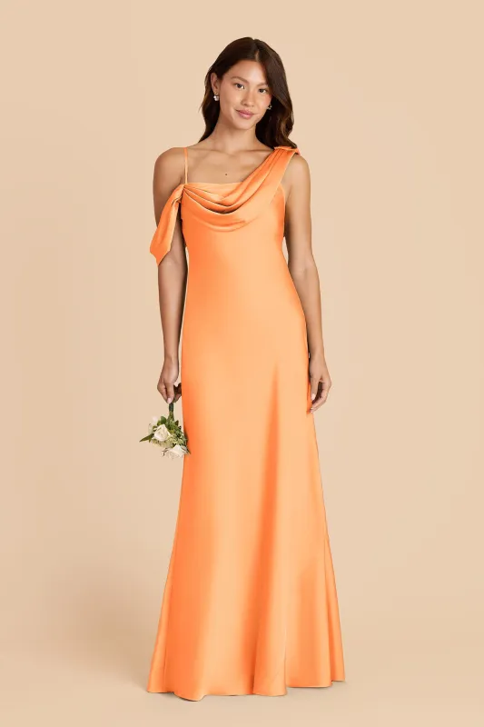 Freya Matte Satin Dress - Apricot made by Birdy Grey