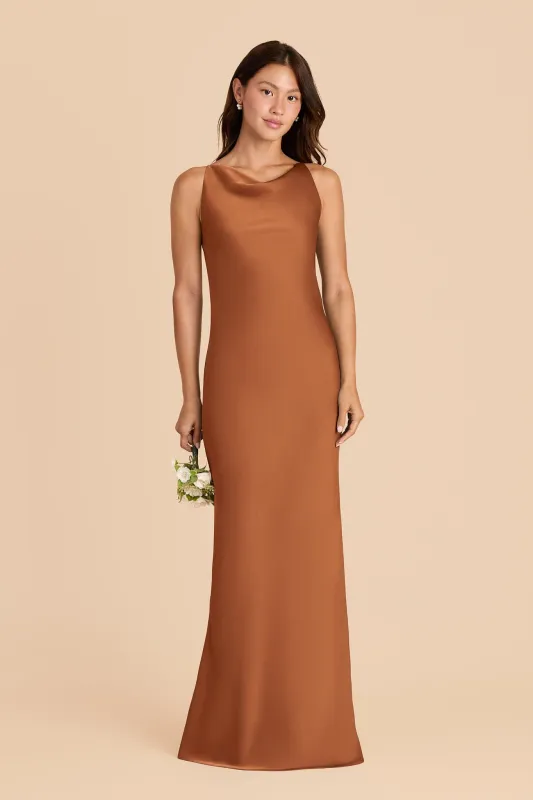 Destiny Matte Satin Dress - Rust sold by Birdy Grey